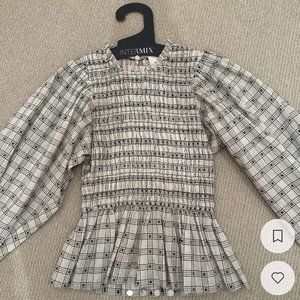 THE GREAT Contessa Cotton-Linen Peplum Blouse